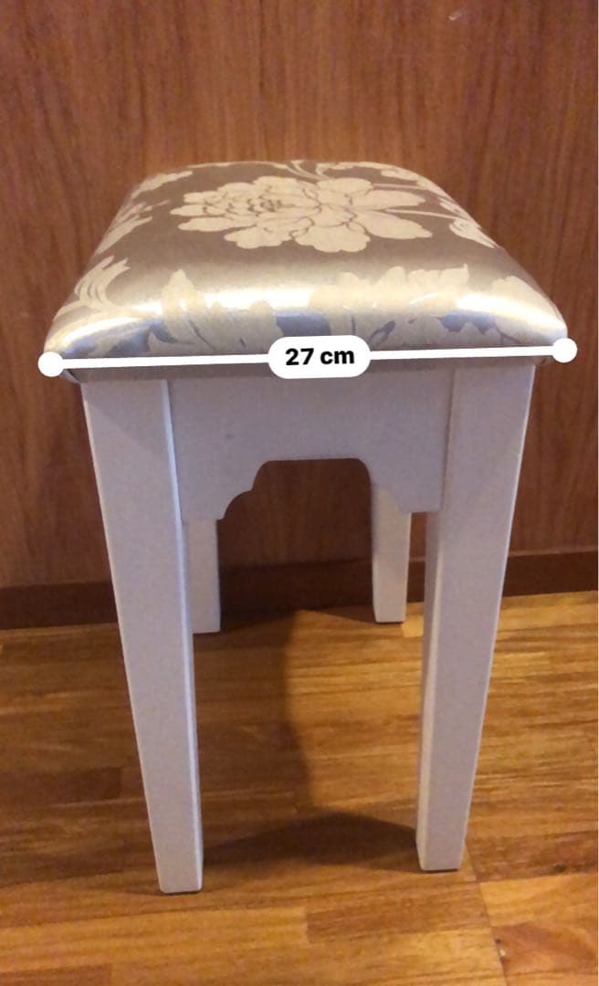 大輪花♦️豪華 シルバー×ホワイト♦️高級ヴィンテージ♦️希少 和柄スツール♦️送料込