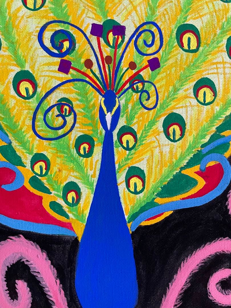 自作絵画 クジャク ハート