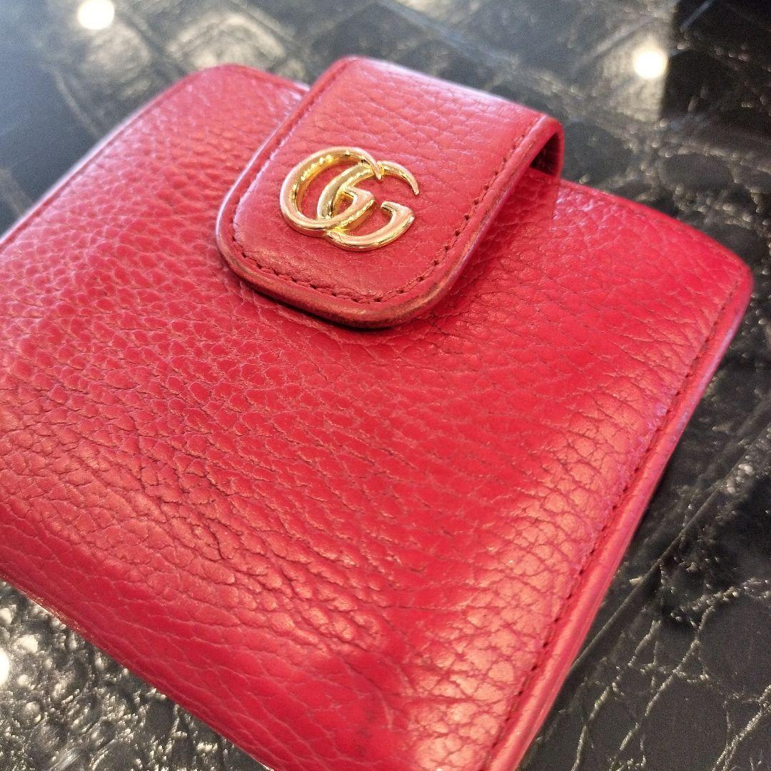 GUCCI GUCCI GG マーモント コンパクトウォレット レッド