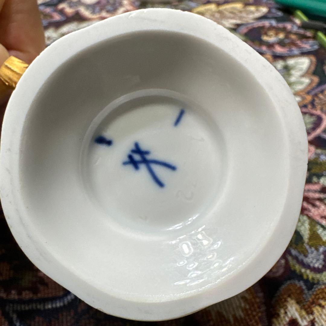 マイセン　ティーカップ・ソーサーセット ホワイト・グリーン・ゴールド