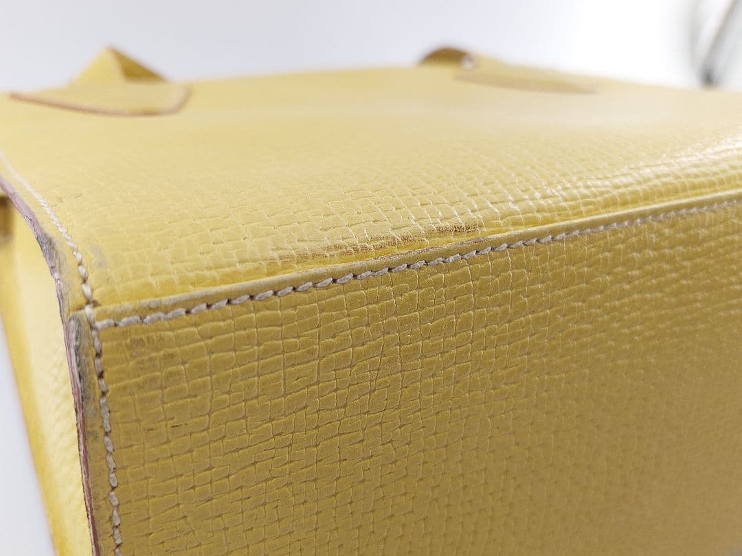 ヴィンテージ ロエベ LOEWE イエロー ハンドバッグ 現状品