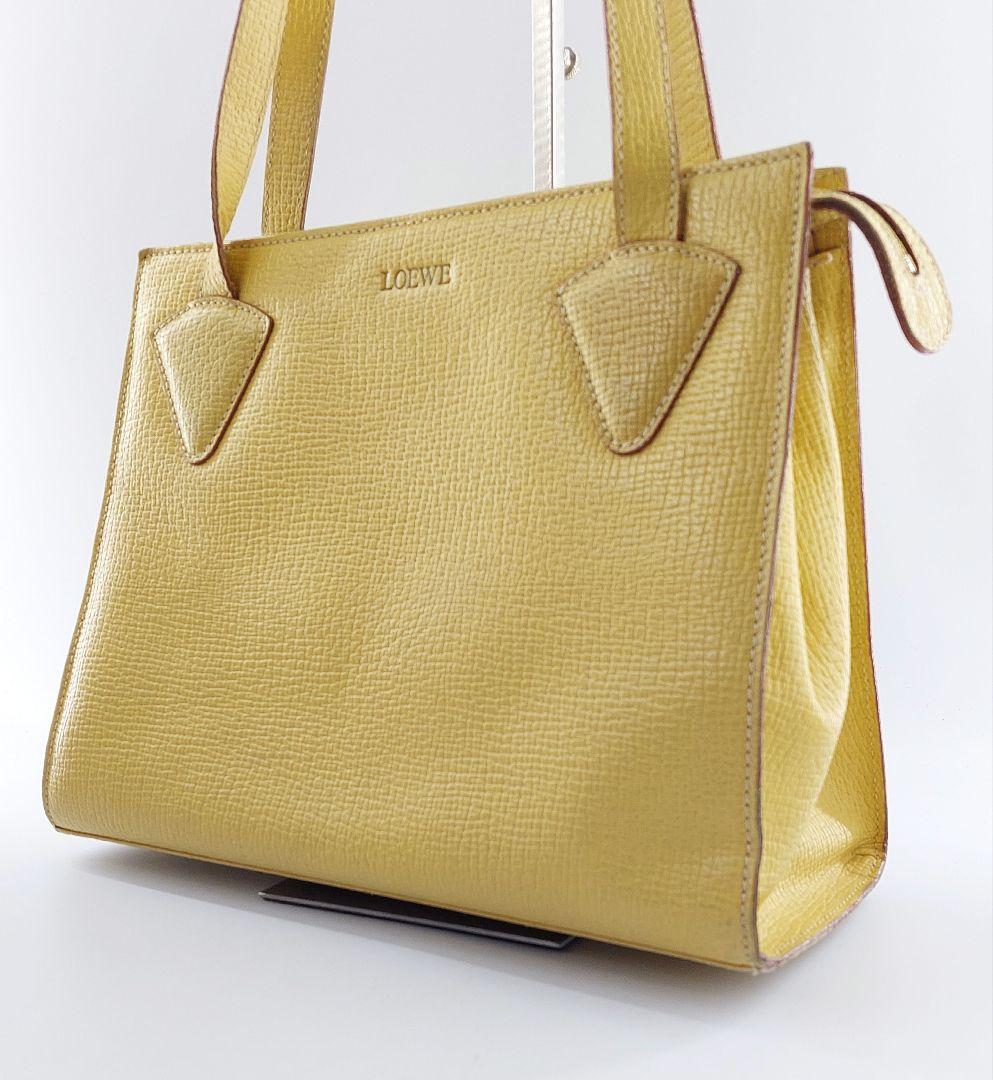 ヴィンテージ ロエベ LOEWE イエロー ハンドバッグ 現状品