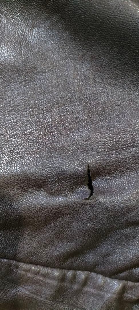 少し難あり　ラムレザーブルゾン　ダークブラウン　M　イエローコーンワッペン