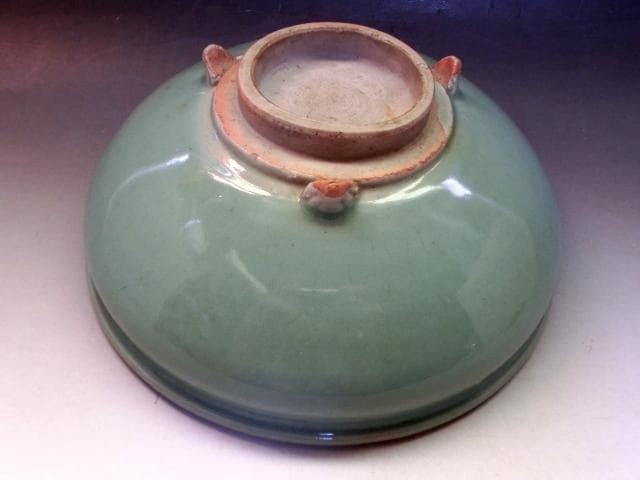 鉢■青磁の鉢 三つ足 灰器 平鉢 古玩 唐物 中国 古美術 時代物 骨董品■