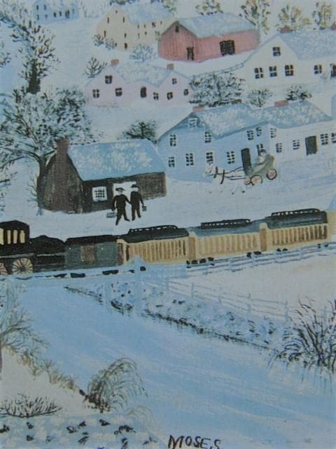 グランマ・モーゼス、『フージック・フォールズ　ニューヨーク州　冬』