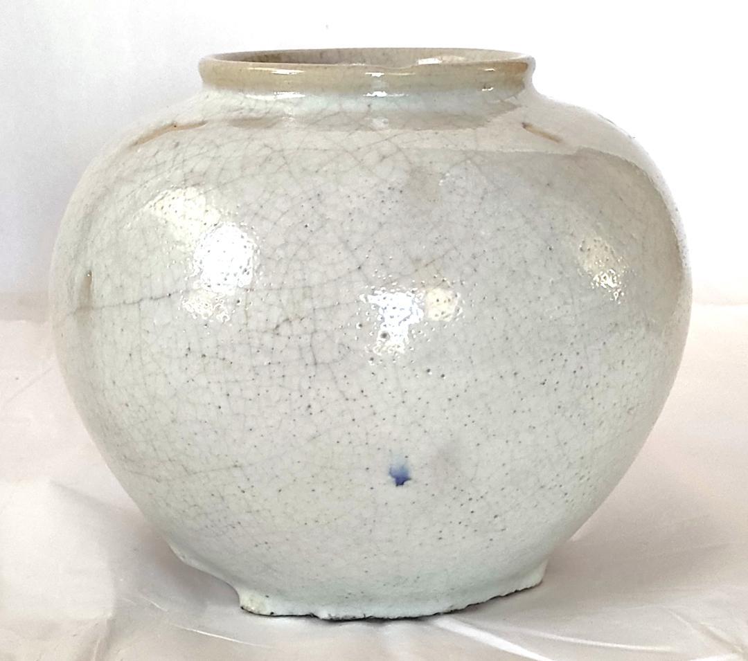 陶器 花入れ 白釉薬 球体 Ac-248