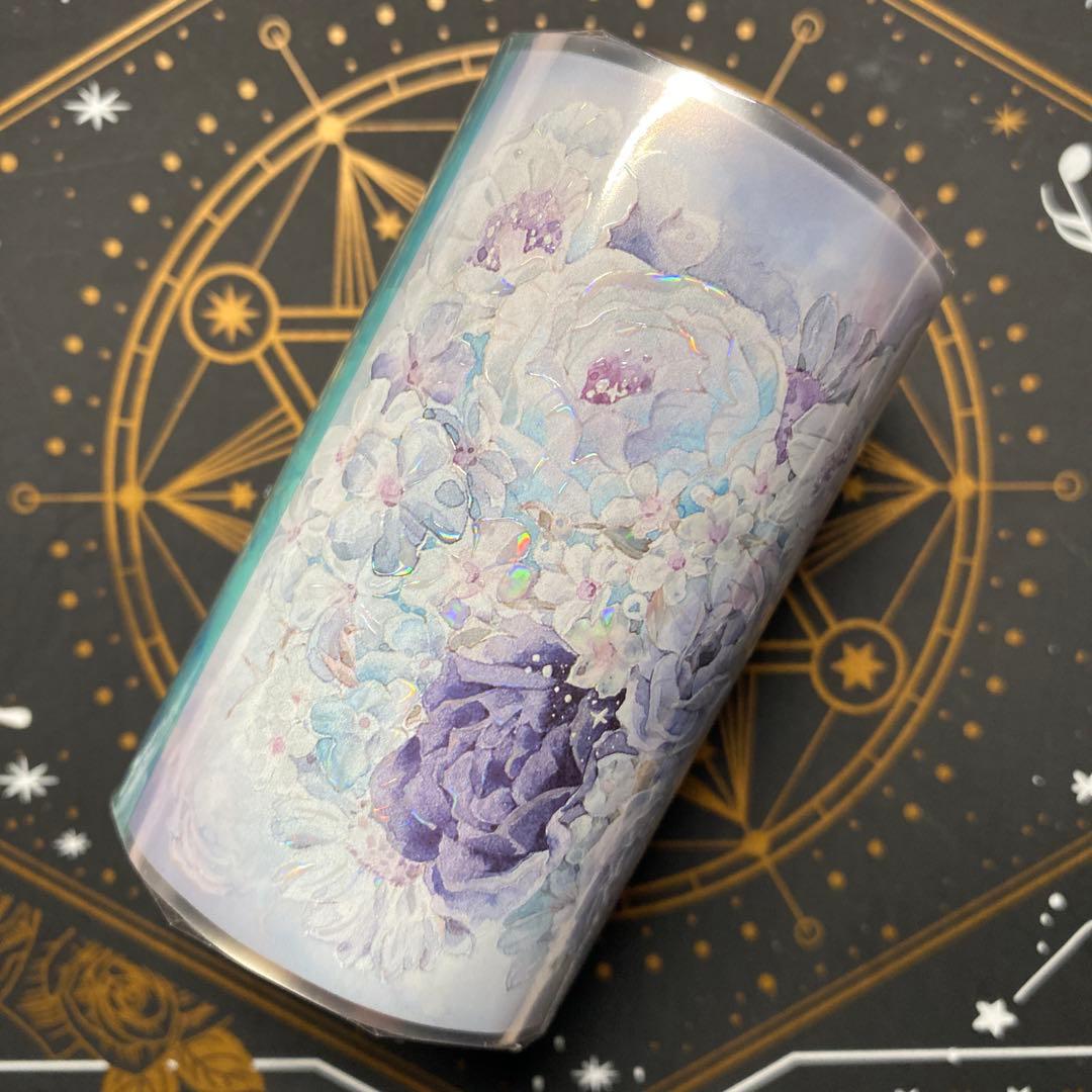 【9398】海外4/10m巻　貝殻光マスキングテープ　半透明　ブルー　お花背景系
