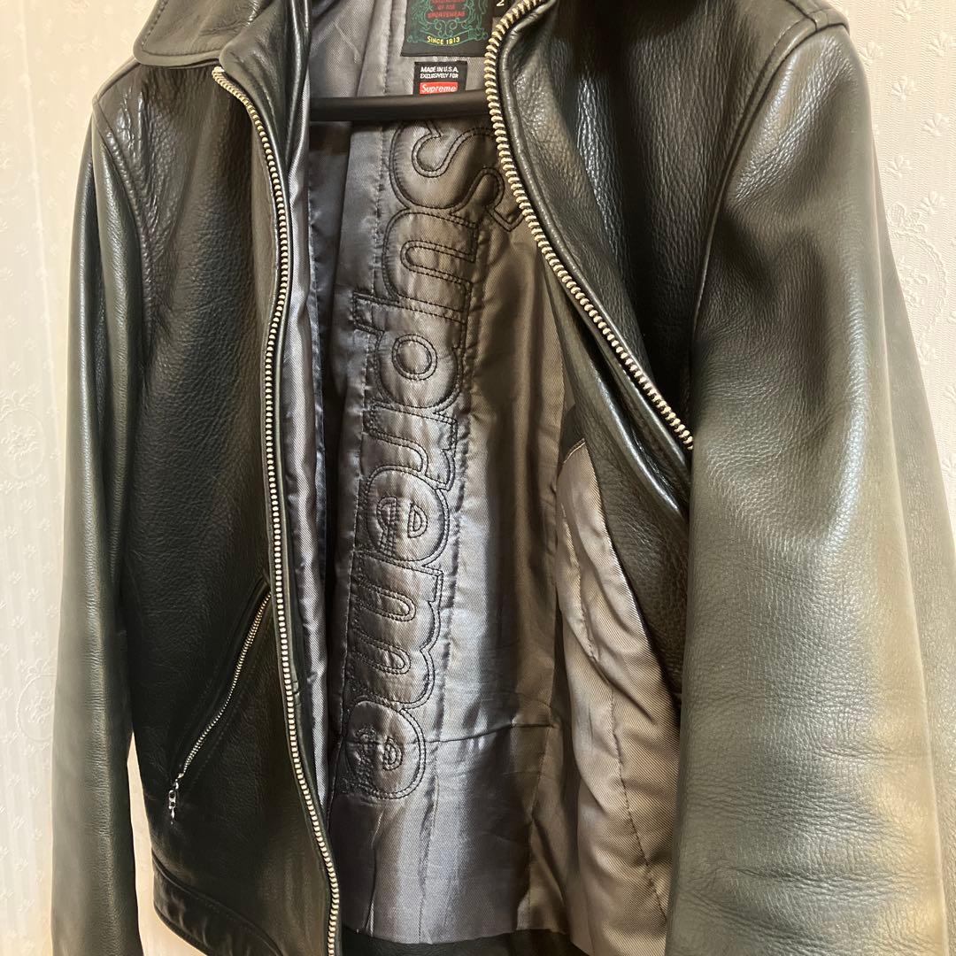 Schott /Supreme ブラック レザー シングルライダース M