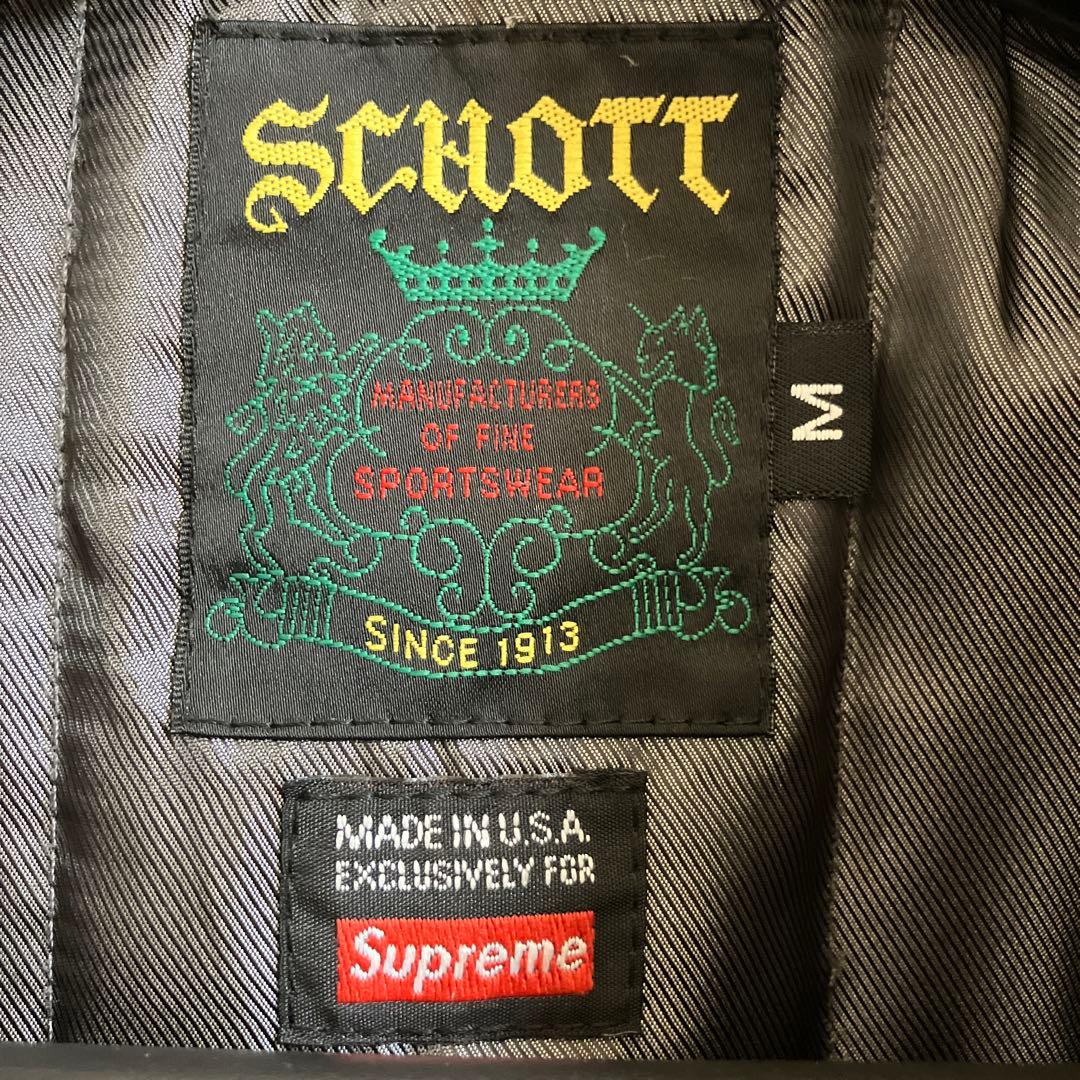 Schott /Supreme ブラック レザー シングルライダース M