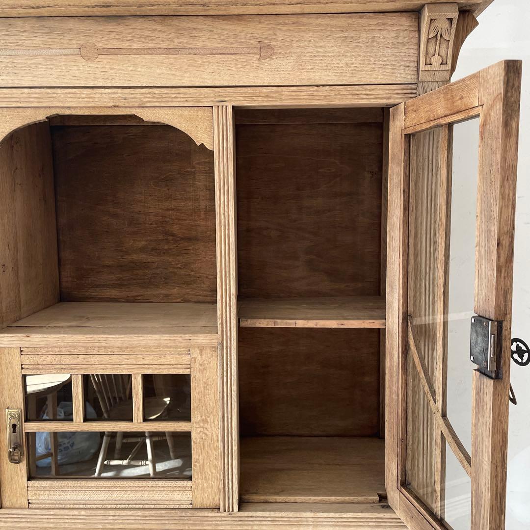 年末・年始SALE ビンテージ ガラス収納キャビネット ショーケース 食器棚