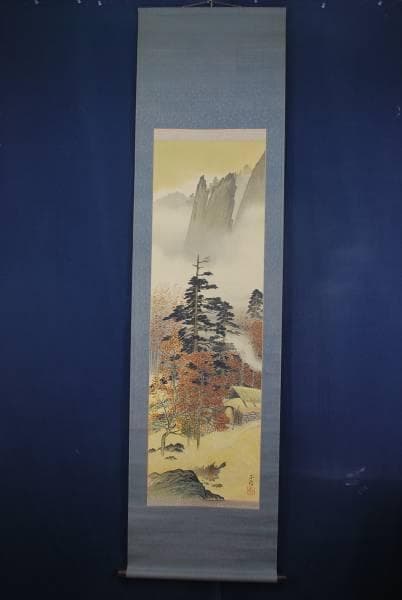 不詳/作者不詳/秋景山村図/布袋屋掛軸B-462