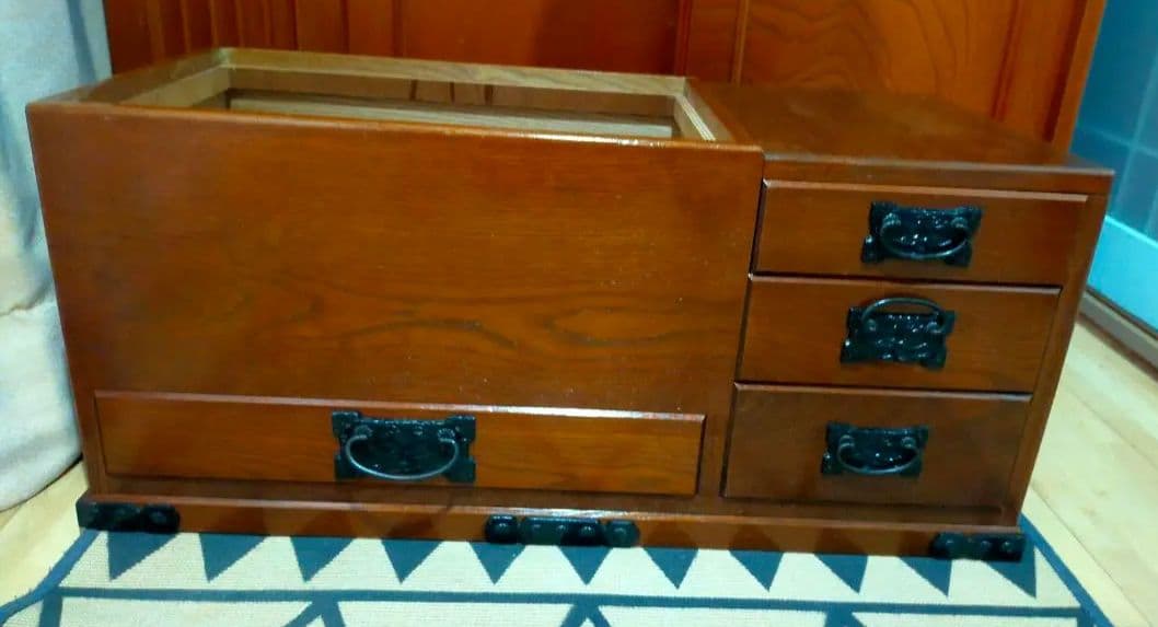 長火鉢風アンティーク和風木製家具 4引き出し