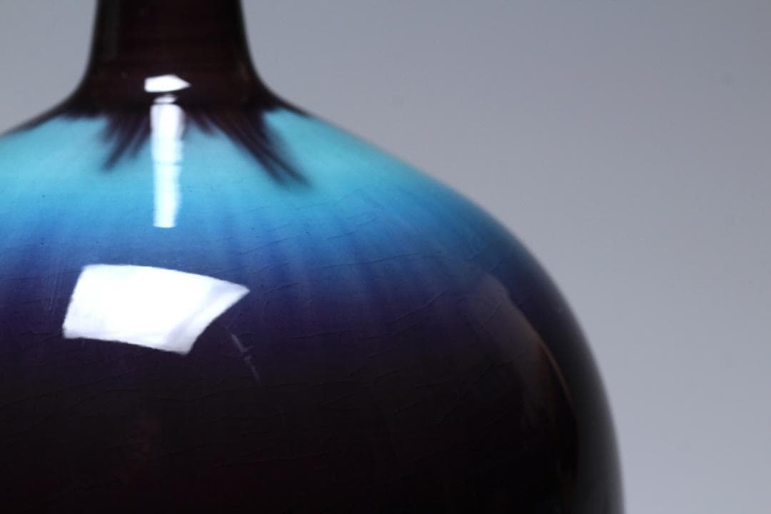 徳田正彦　彩釉花入　三代柳雨軒　徳田八十吉　人間国宝　共箱　茶道具【正一古美術】