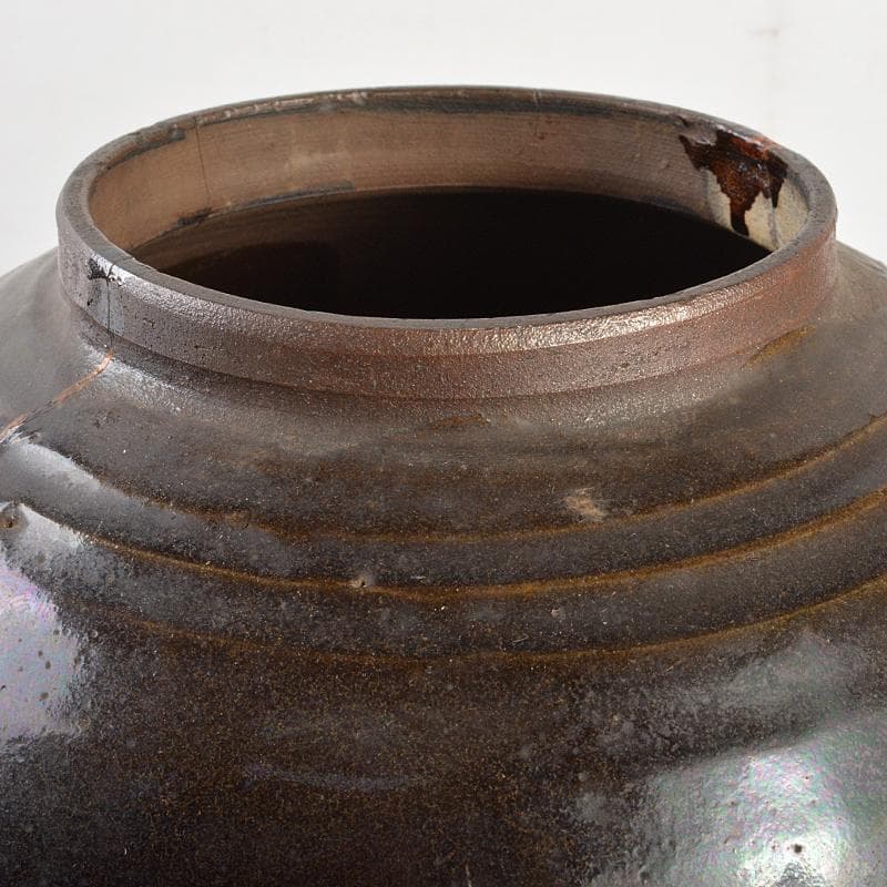 朝鮮美術　李朝　高麗黒釉　壷　C　R7089B