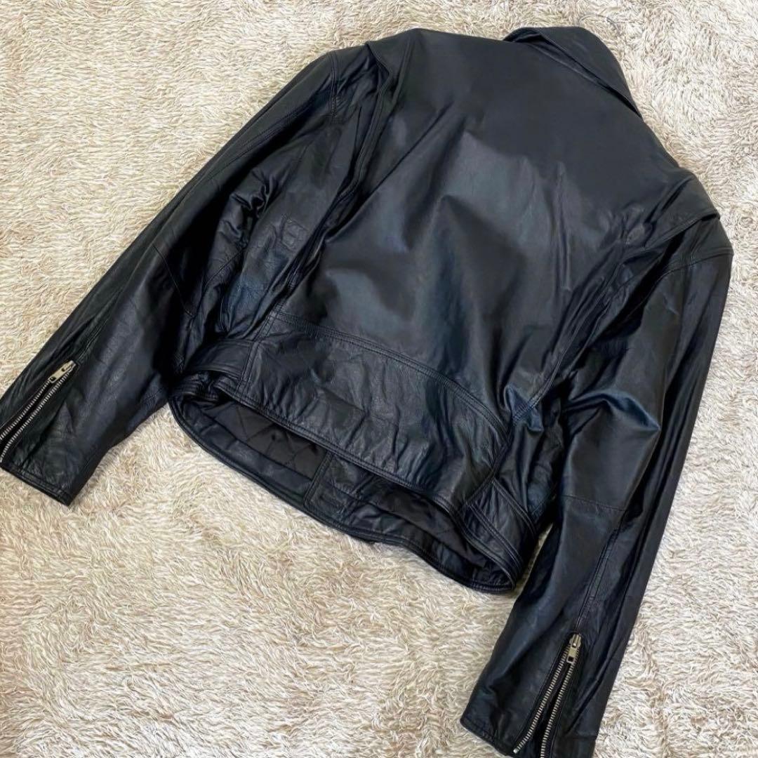 PACHA ショート丈ダブルレザージャケット　ライダース　ブラック