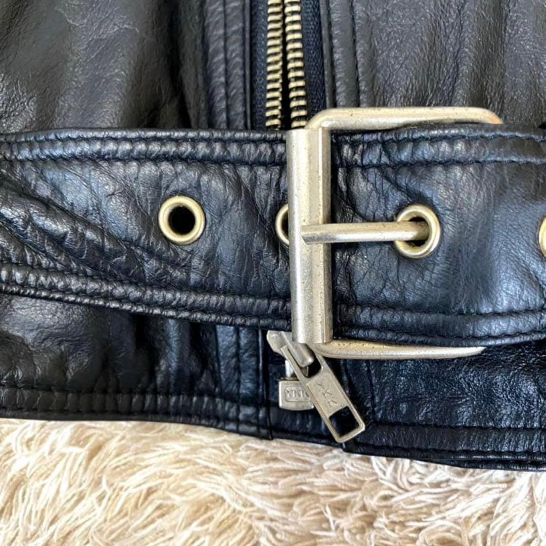 PACHA ショート丈ダブルレザージャケット　ライダース　ブラック