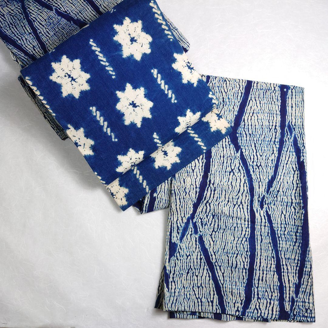 木綿 名古屋帯 藍染 絞り 工芸品 雰囲気あり 極上 逸品 訳あり