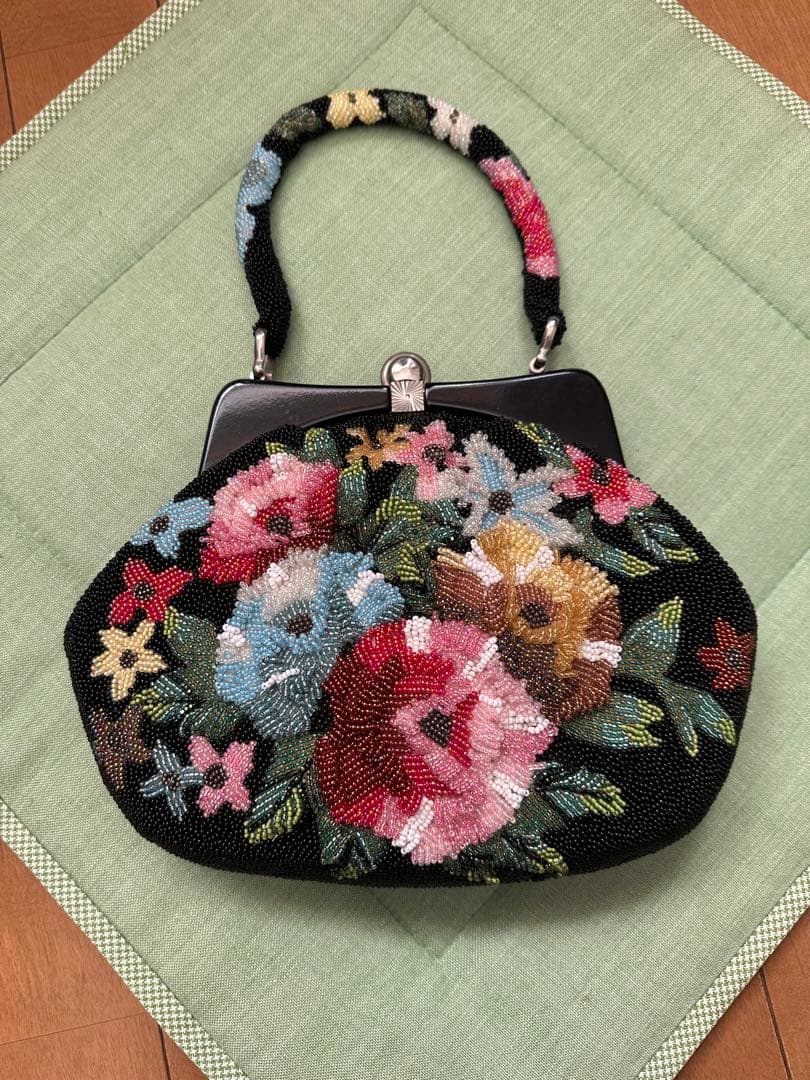 花柄ビーズ刺繍　ハンドバック　和装／洋装　小物