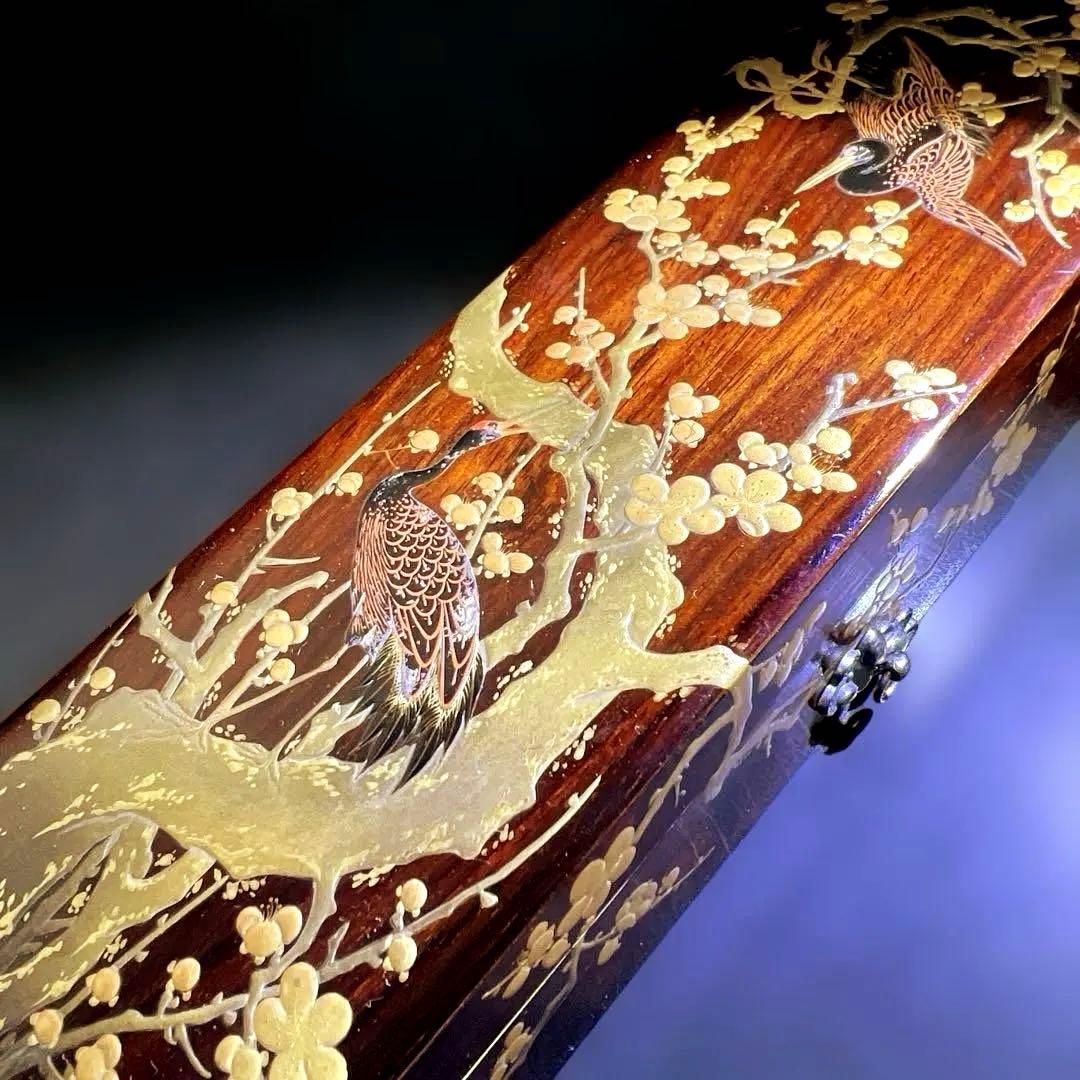 時代　木製蒔絵筆箱　縦21.5㎝　東Y7-1125☆2Fトコチ