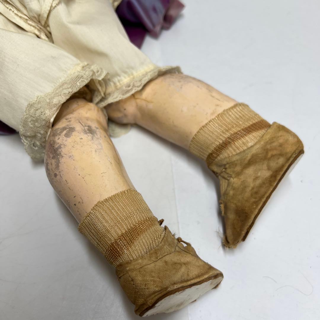 アーモンド・マルセル　アンティークビスクドールブラウンアイオープンマウス銘A&M