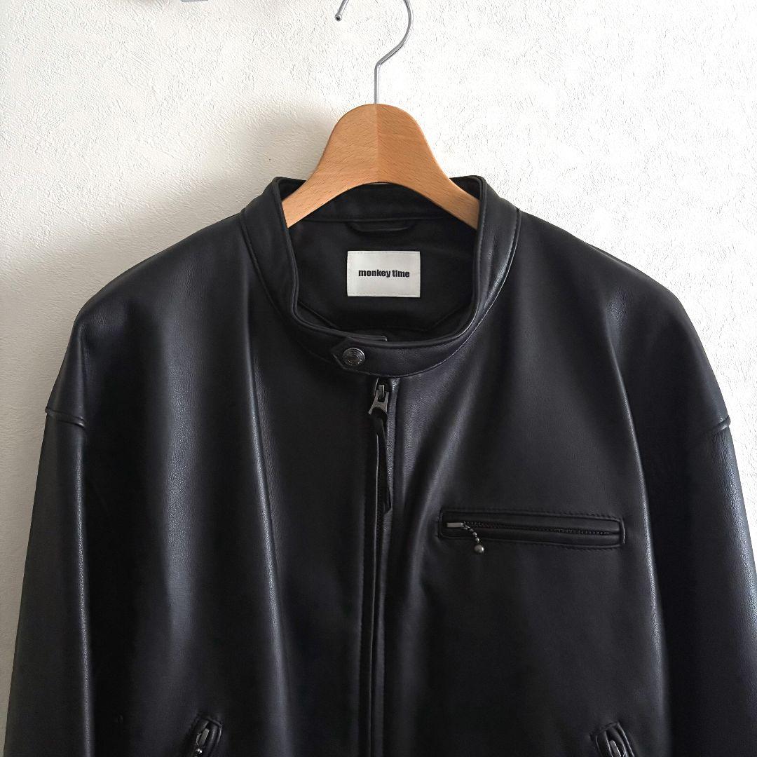 モンキータイムオーバーサイズレザーライダースジャケット本革メゾンスペシャル好きに