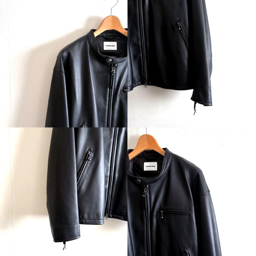 モンキータイムオーバーサイズレザーライダースジャケット本革メゾンスペシャル好きに