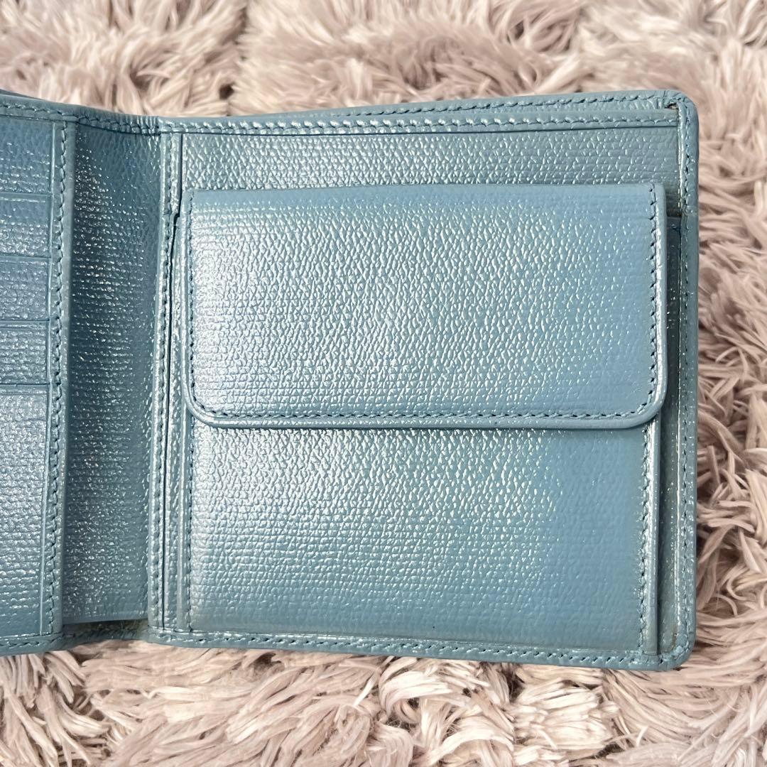 CHANEL 折り財布　ココマーク　ココボタン　水色　レディース