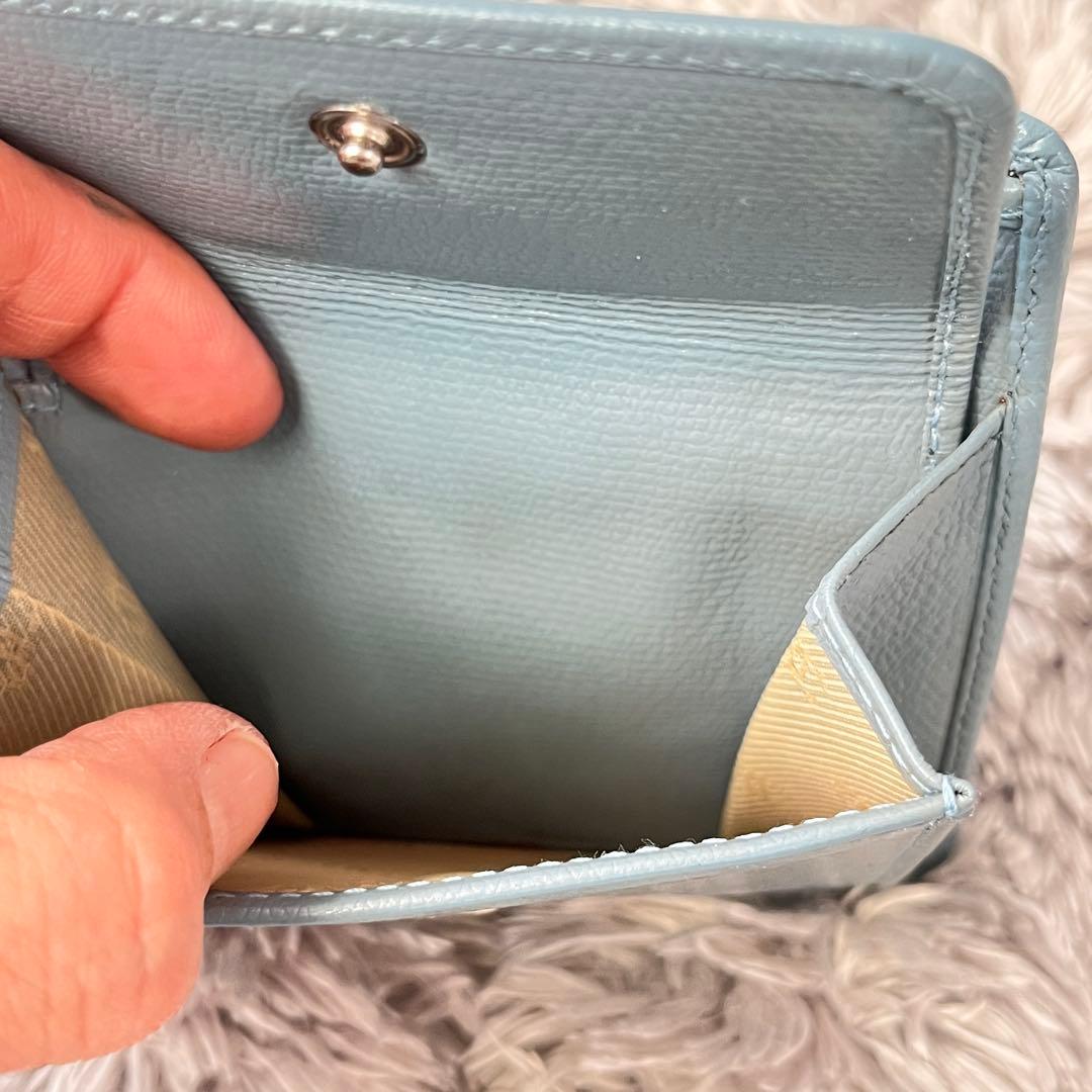 CHANEL 折り財布　ココマーク　ココボタン　水色　レディース