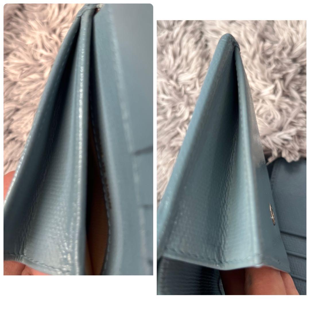 CHANEL 折り財布　ココマーク　ココボタン　水色　レディース