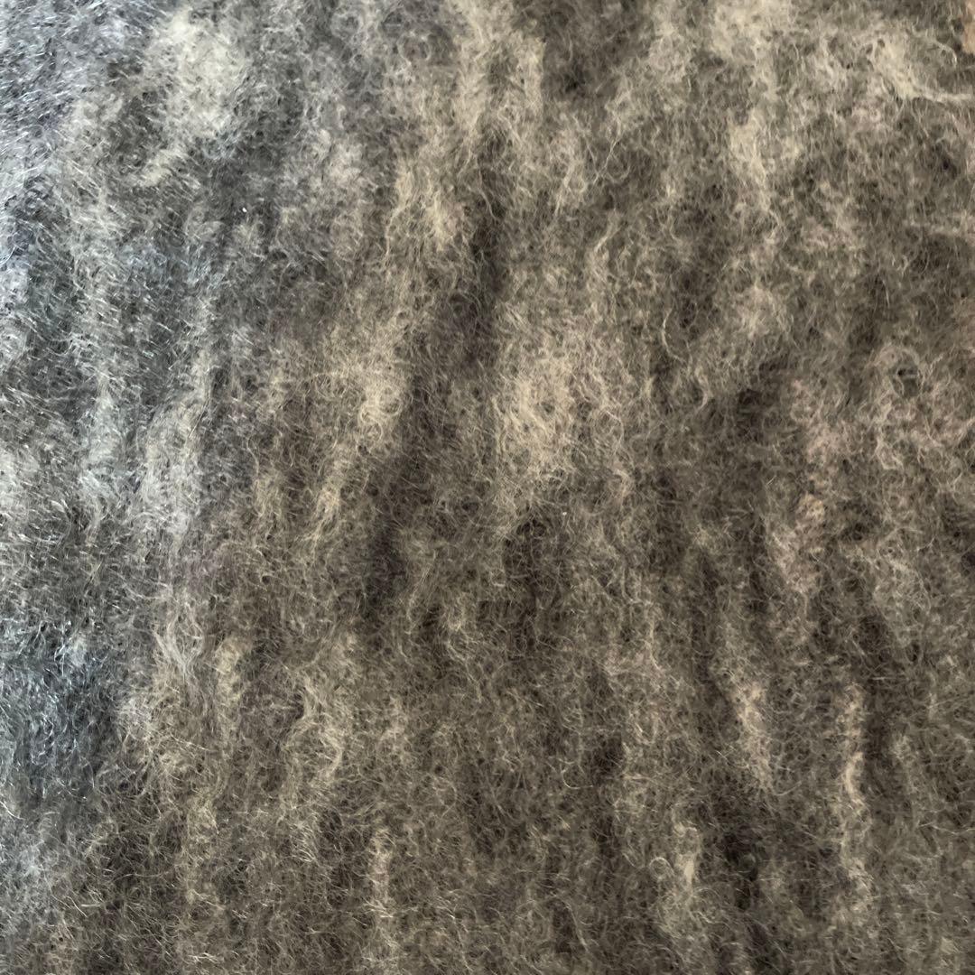 HERMES モヘアマフラー グレー系 フリンジ付き　ユニセックス