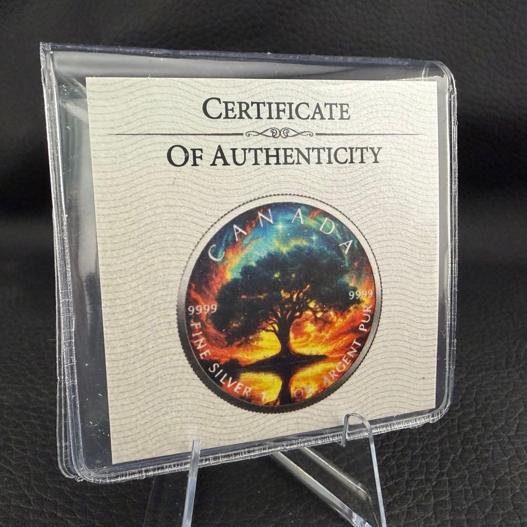 世界100枚限定！ メイプルリーフ 銀貨 カラー 生命の樹 1オンス 1oz