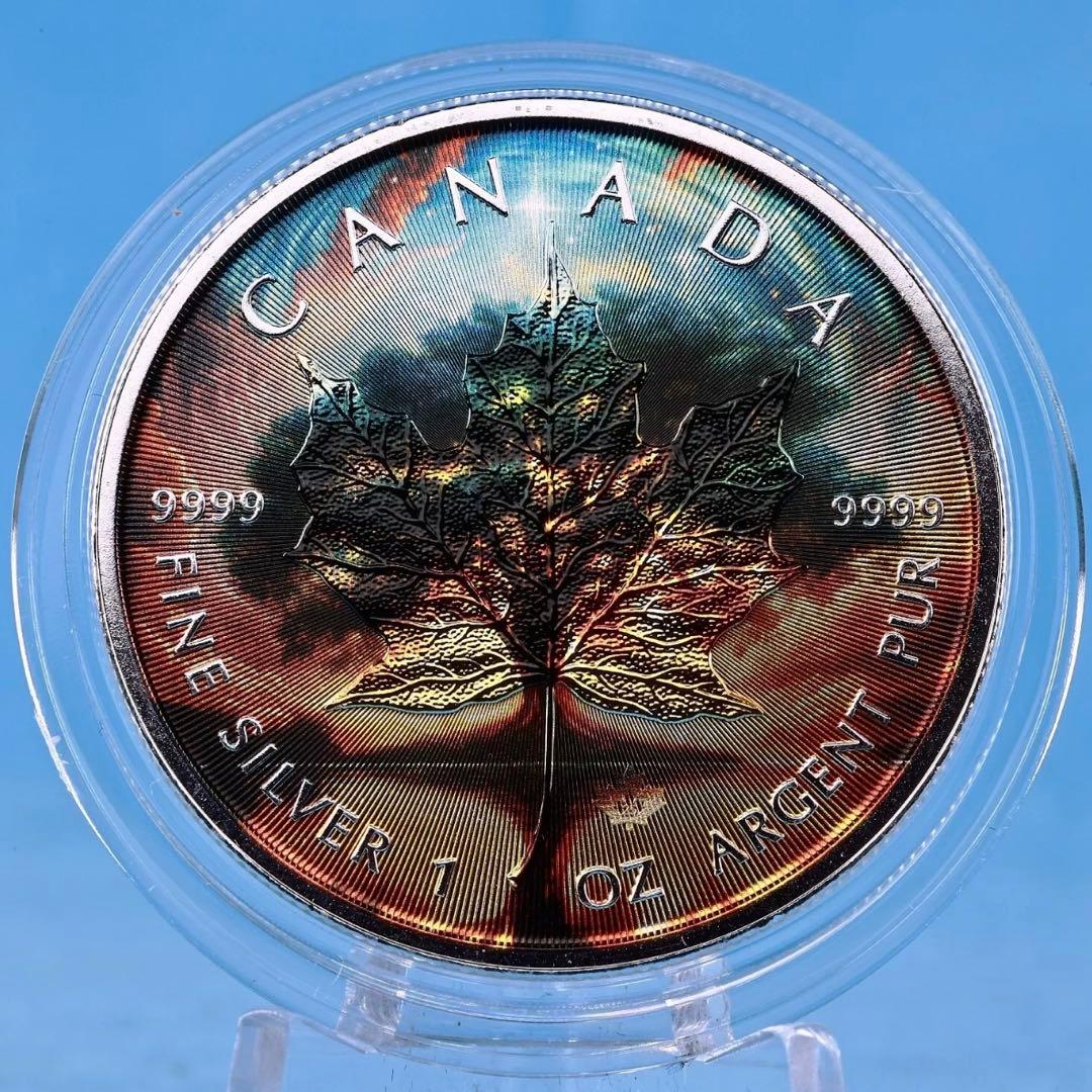 世界100枚限定！ メイプルリーフ 銀貨 カラー 生命の樹 1オンス 1oz