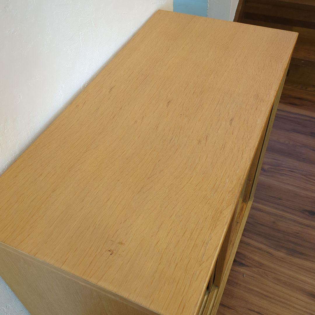 無印良品　オーク材キャビネット・ガラス扉（引戸）