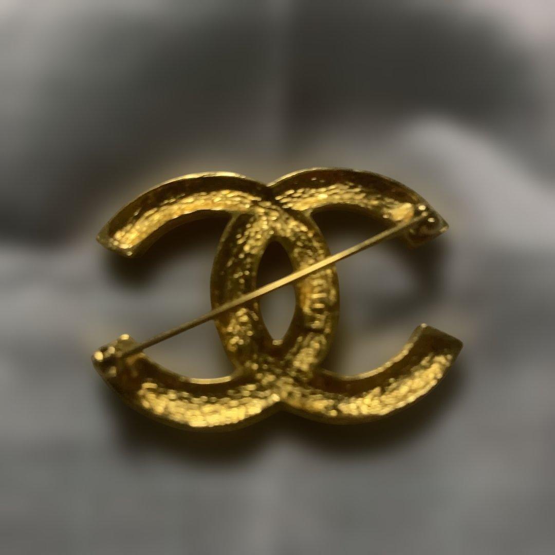 【未使用保管品】CHANEL ゴールド CCロゴ ブローチ　ラインストーン