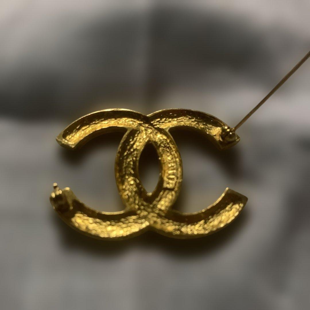 【未使用保管品】CHANEL ゴールド CCロゴ ブローチ　ラインストーン