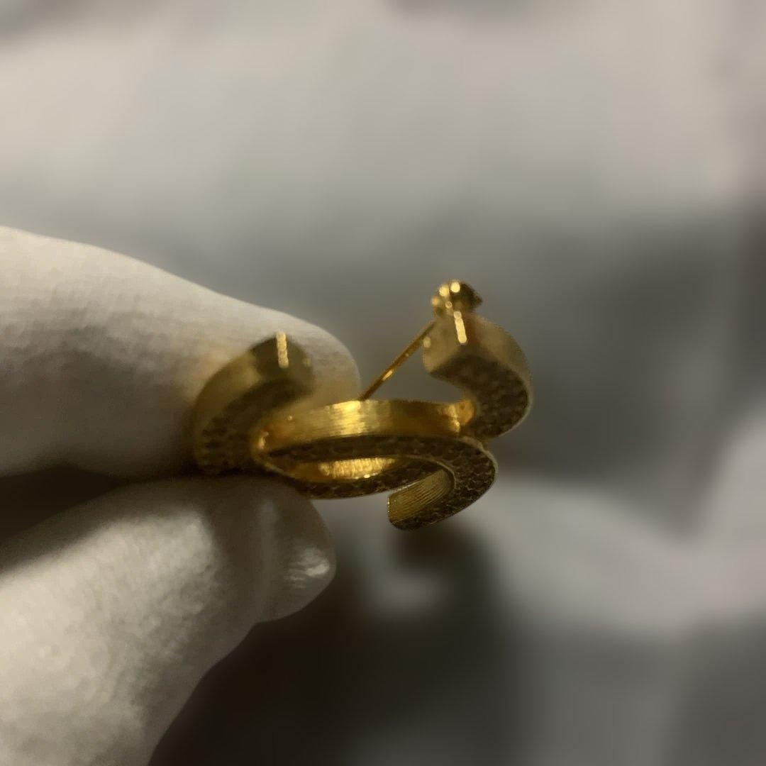 【未使用保管品】CHANEL ゴールド CCロゴ ブローチ　ラインストーン