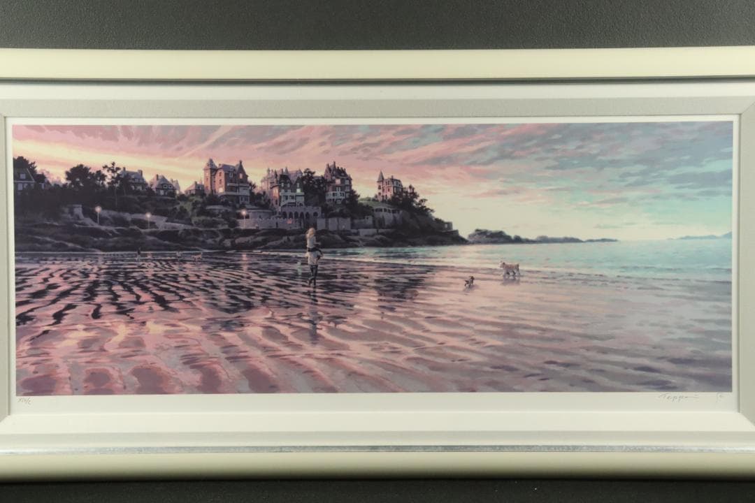 真作保証 笹倉鉄平 「エクリューズ浜」シルクスクリーン 直筆サイン 光の情景画家