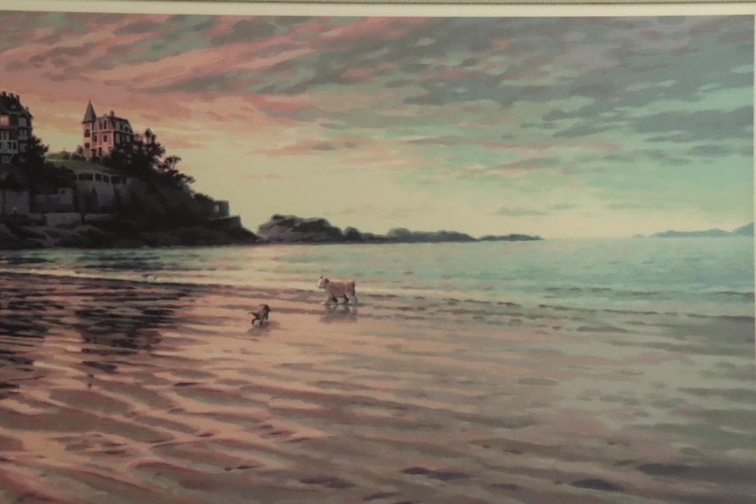 真作保証 笹倉鉄平 「エクリューズ浜」シルクスクリーン 直筆サイン 光の情景画家