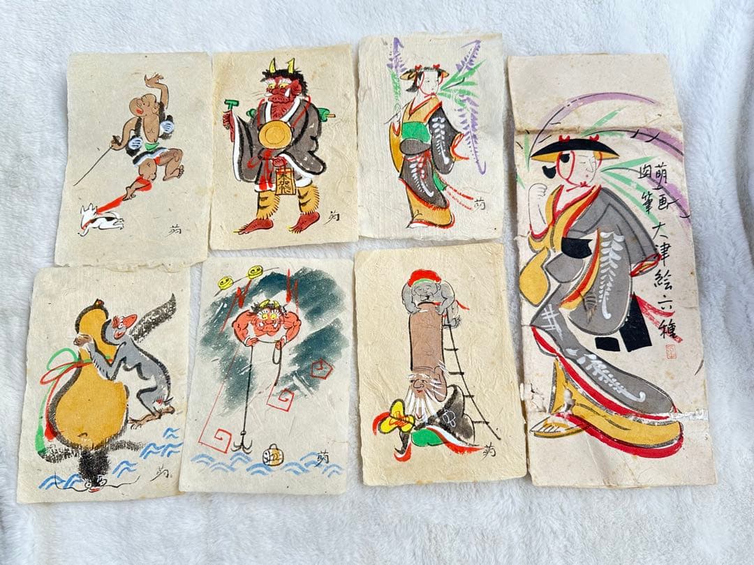 昭和レトロ　大津絵　肉筆　萌画　当時物　レトロ大津絵