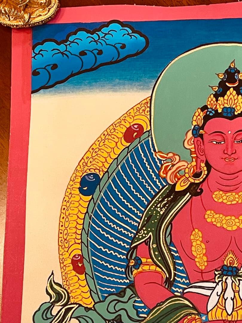 《手描き肉筆画》阿弥陀如来 タンカ 曼荼羅 チベット密教 仏画 a1 仏教美術