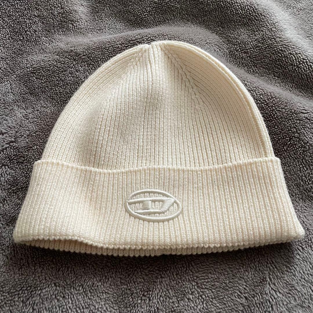 DIESEL diesel ニット帽 ビーニー アイボリー 白