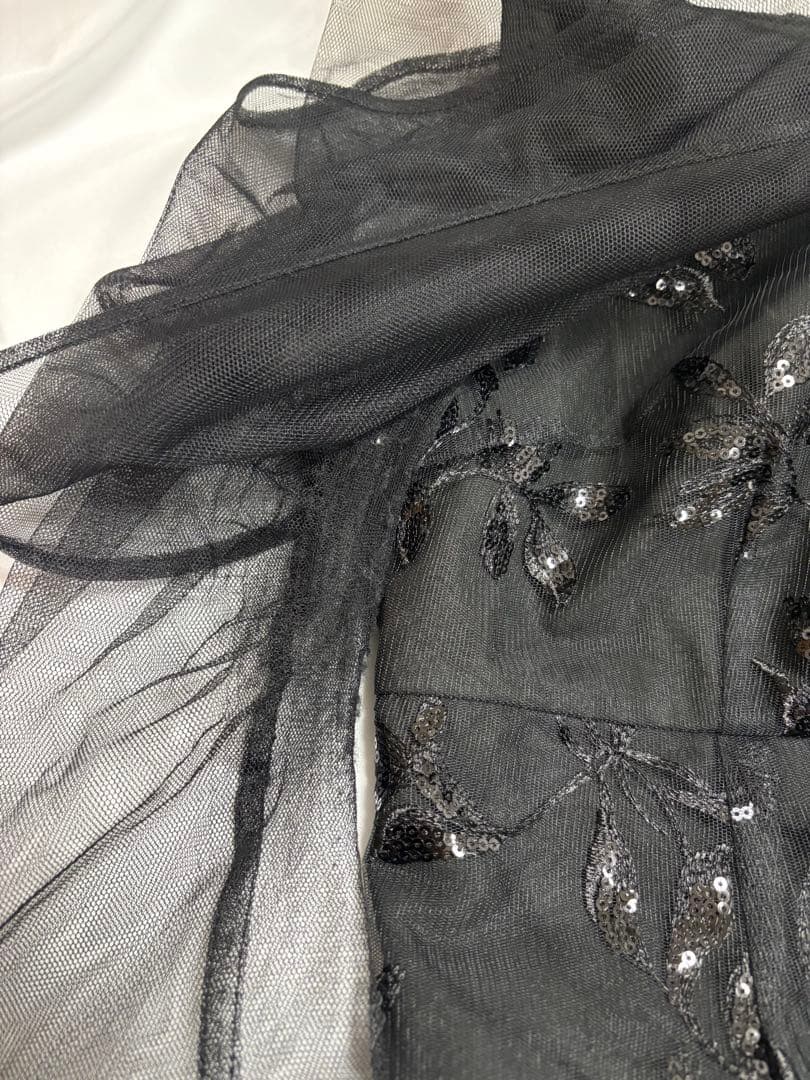 Leja オフショルダー レース パーティードレス 黒 S