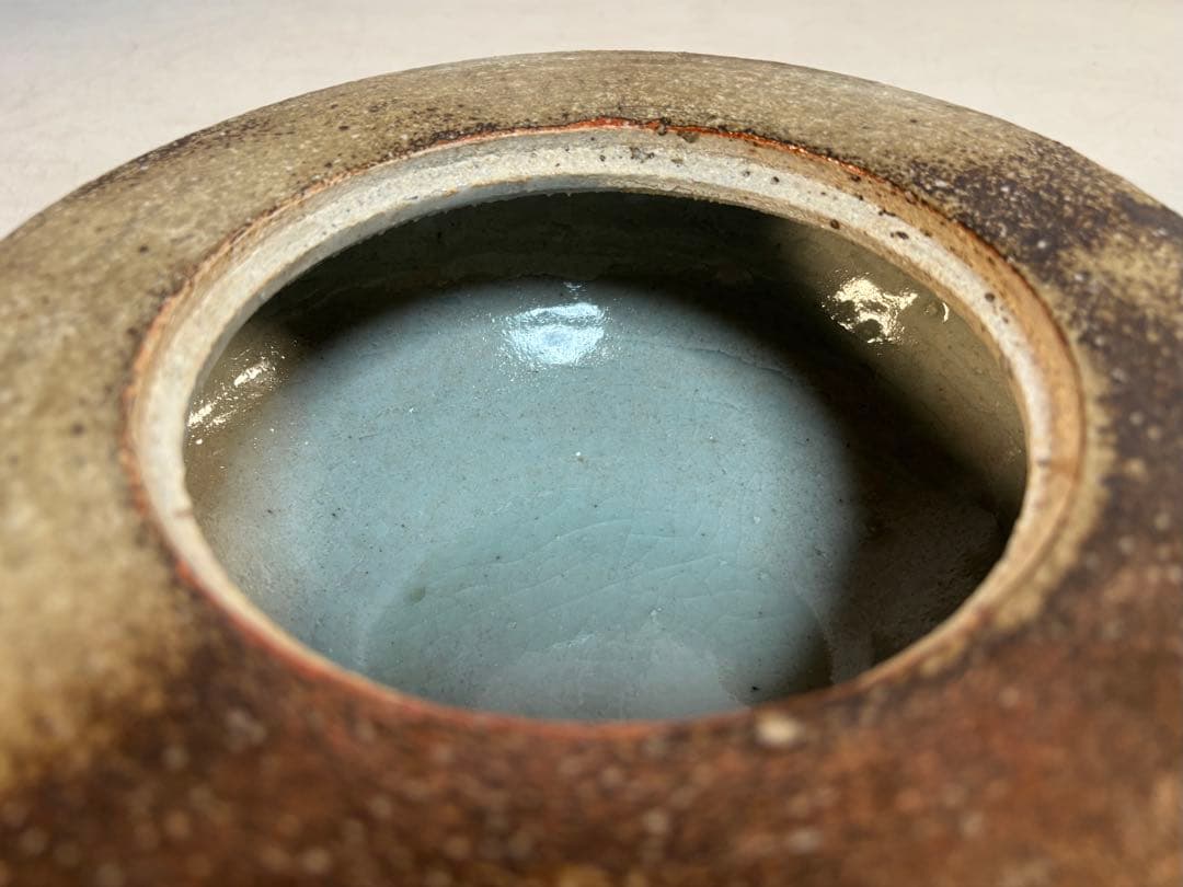 信楽焼　蓋付き陶器 陶印有り　 茶道具　平水指