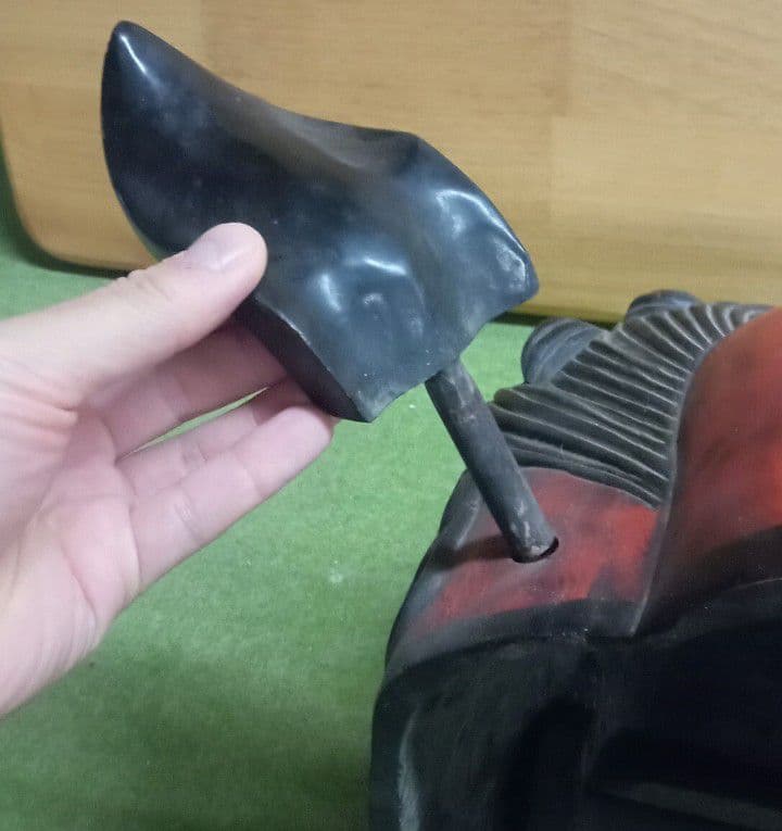 獅子頭 雄型 木製 木彫り 時代物 アンティーク 置物 縁起物