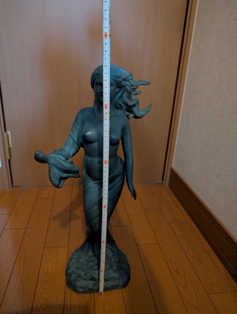 青緑色のブロンズ製女性像マーメイド人魚 約70cm