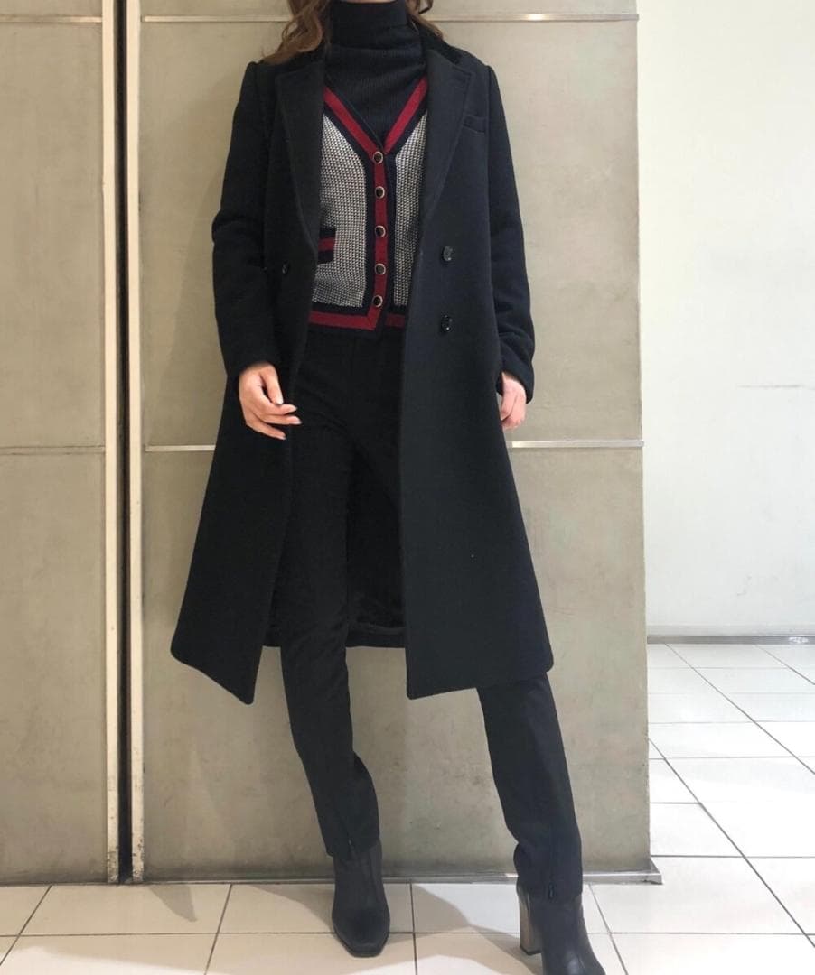 【美品】LOVELESSチェスターコート　ダブル ウールメルトン 上衿ベルベット