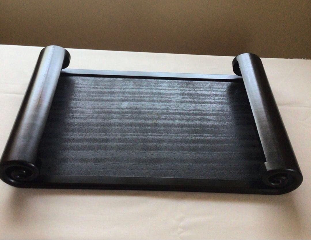 (ふじ印16号)唐木紫檀　花台　巻き足　本漆塗り　茶道具　盆栽台　ビンテージ品