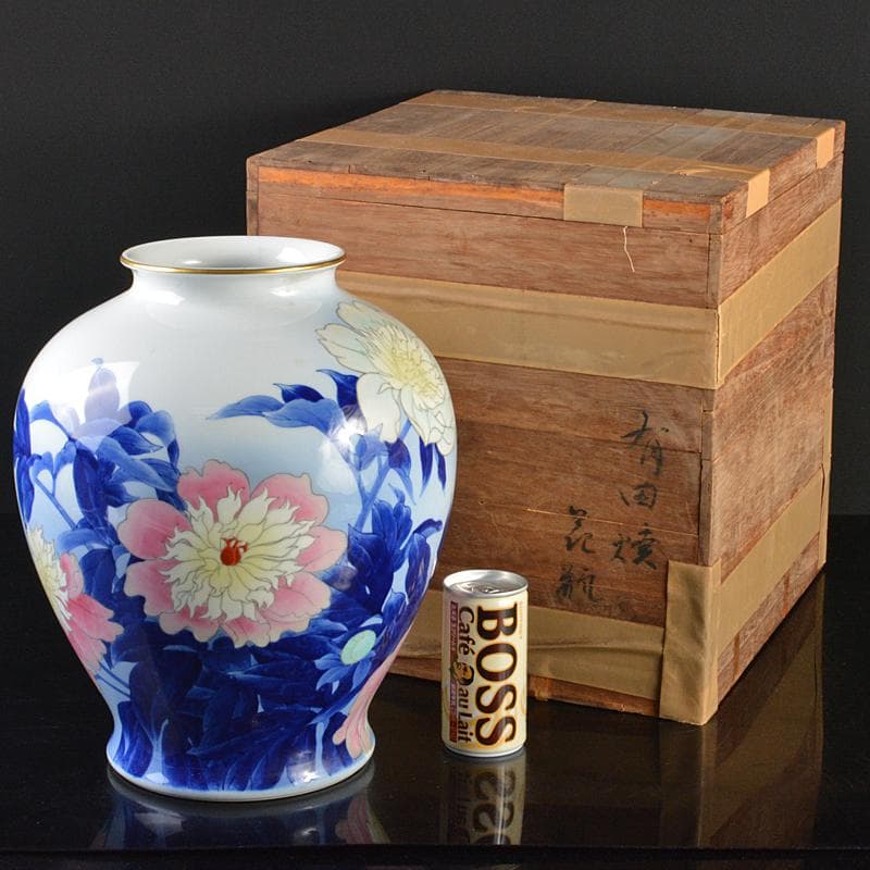 有田焼　宮内庁御用達　深川製磁　花文　花瓶　時代箱　M　R6410B