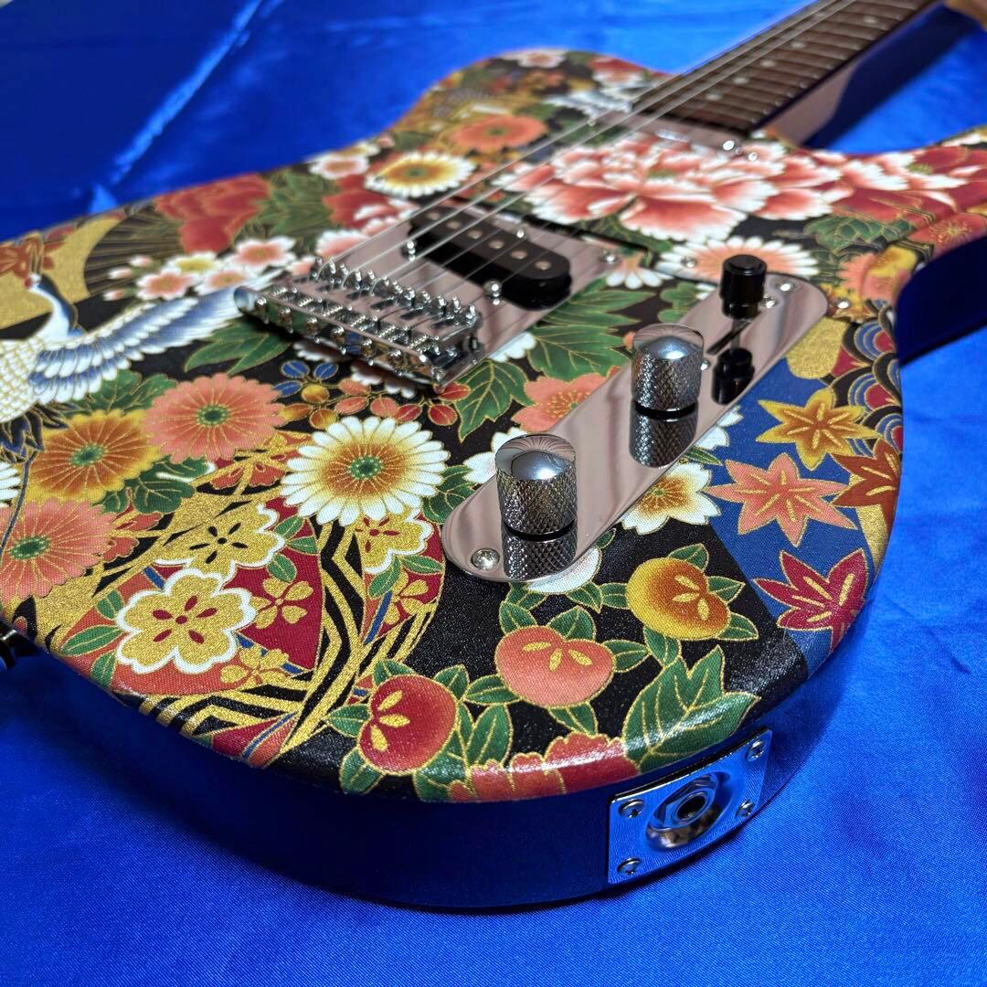 ❤️No,113❤️国産和柄 百花舞鶴 テレキャスター エレキギター