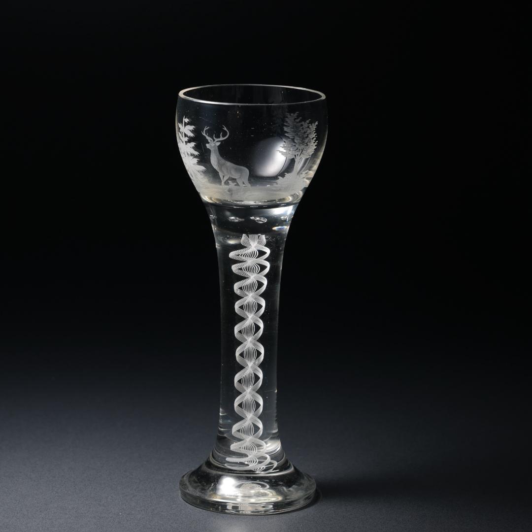 アンティークグラス　ベネチア　ツイストステムゴブレット　トナカイ　R1334ダI